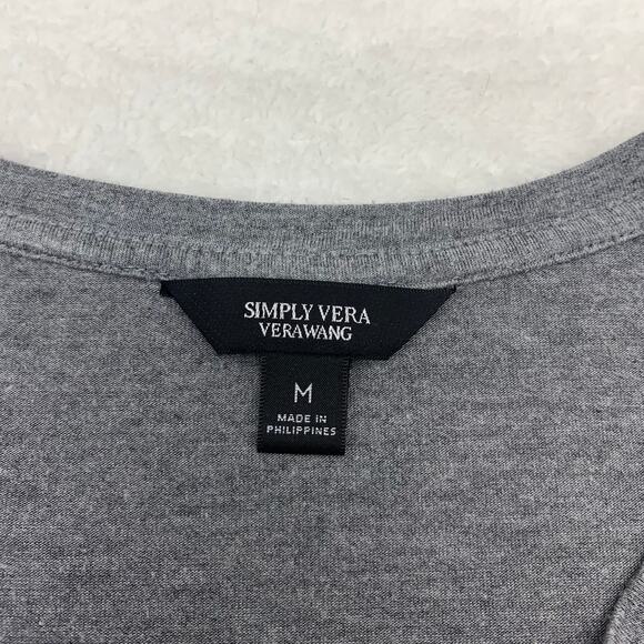 Simply Vera Wang Women's Medium Top Faux Wrap Lightweight Soft Grey Long Sleeve - Picture 3 of 8